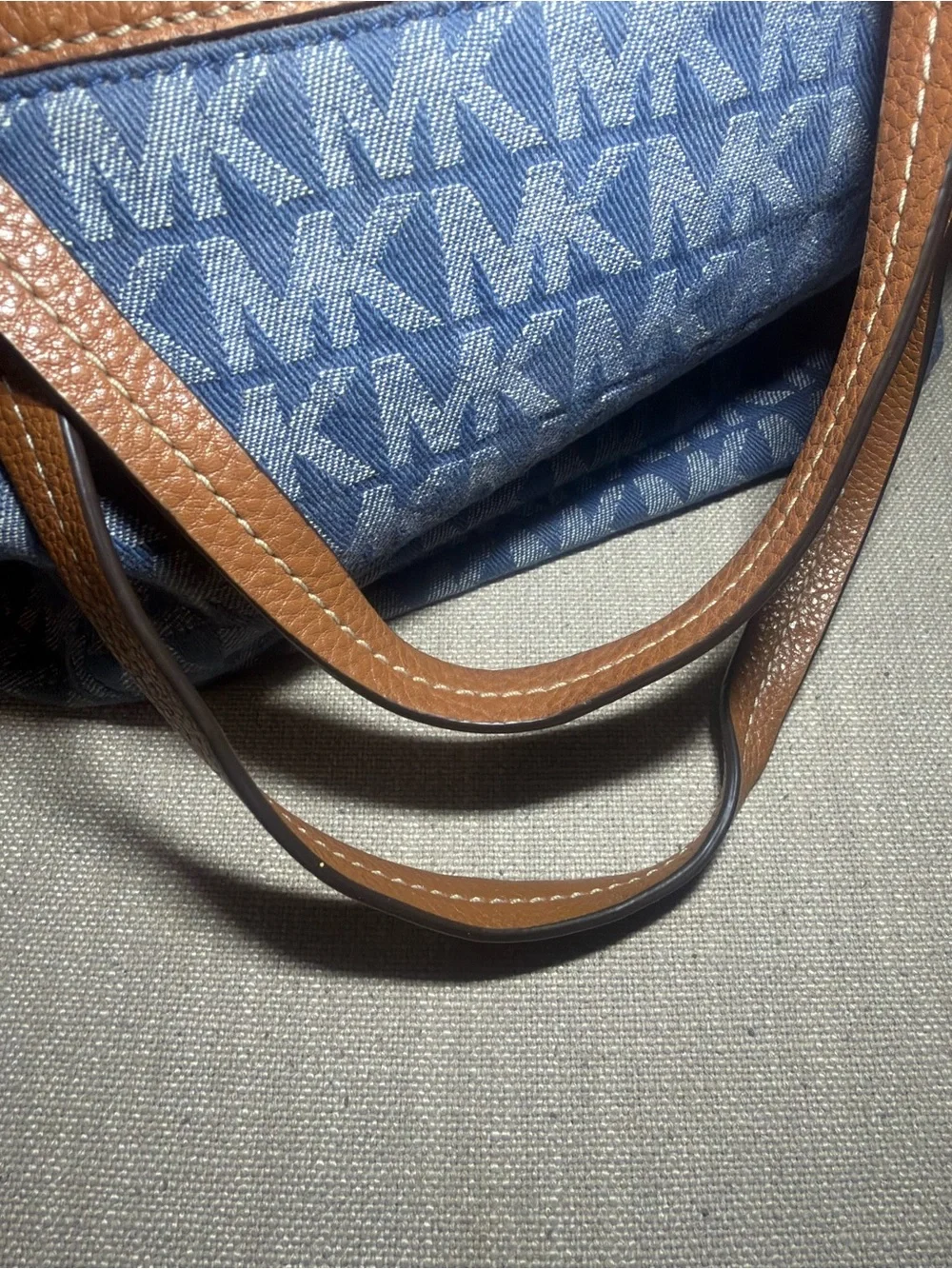 Michael Kors Brown Leather & Blue Signature Tote